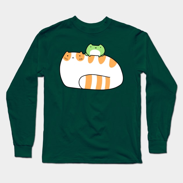 Tabby Cat and Frog Long Sleeve T-Shirt by saradaboru